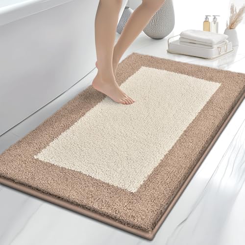 anllugs Bathroom Rugs, 30" x 46" Soft Bath Rugs, Beige & Grayish Brown | Non-Slip, Super Absorbent, Machine Washable, Quick Dry, Bath Mats for Shower and Bathtub, TPR Backing - color: Beige & Grayish Brown, size: 30" X 46"