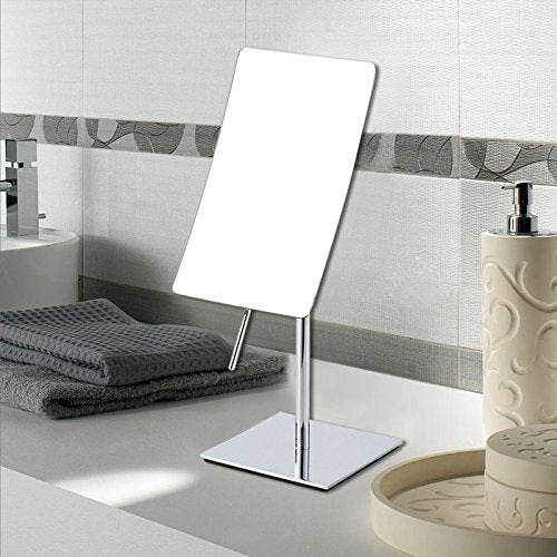 Table Standing Rectangular Vanity Makeup Mirror with 3X Magnification, Made of 304 Stainless Steel, for Hotel Bathroom Polished Chrome - color: Chrome
