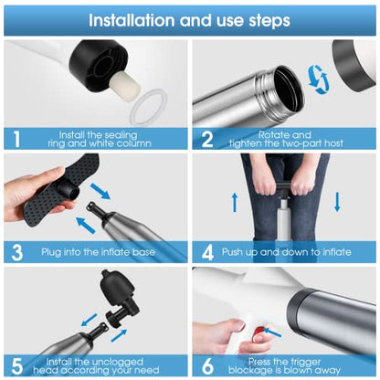 TheElves Toilet Plunger Heavy Duty High Pressure Clog Remover