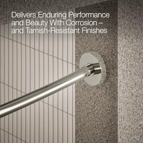 KOHLER K-9351-SN Expanse Curved Shower Rod, Contemporary Design, Adjustable Fit 60-76", Vibrant Polished Nickel - color: Vibrant Polished Nickel