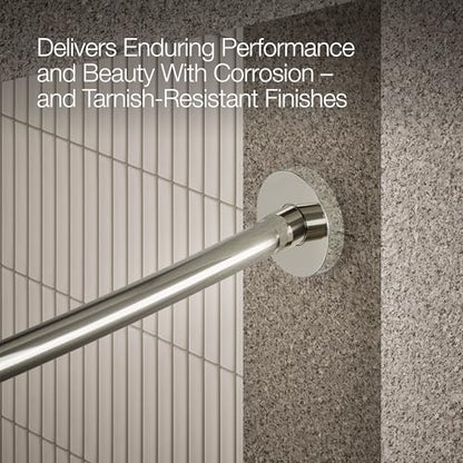 KOHLER K-9351-SN Expanse Curved Shower Rod, Contemporary Design, Adjustable Fit 60-76", Vibrant Polished Nickel - color: Vibrant Polished Nickel