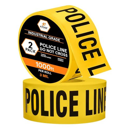 Xpose Safety 3 Mil Yellow Police Line Do Not Cross Tape – (2 Rolls) | 3" x 1000' High-Visibility Barricade Tape for Construction Sites, Hazards, Crime Scenes - color: Police Line Do Not Cross, size: 3 Mil
