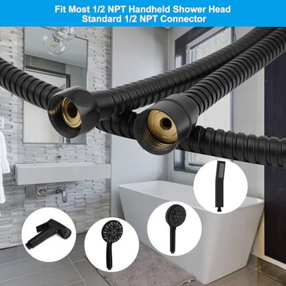 Hibbent All Metal Shower Hose, 90 Inch Stainless Steel Extra Long Shower Hose Replacement, Anti-Twist Flexible Bathroom Handheld Shower Head Hose Extension with Brass Insert & Nut, Matte Black - color: Matte Black, size: 90 Inch