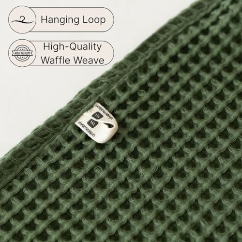 Premium Waffle Hand Towels Pack of 4 Extra Large 20x35 inch - 100% Turkish Cotton, Waffle Weave, Quick Dry, Lint Free, Super Absorbent Hand Bath Towel (Dark Green, Set of 4 Hand Towels) - color: Dark Green, size: Set of 4 Hand Towels