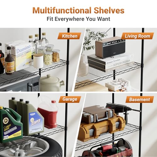 Simple Deluxe Heavy Duty 4-Shelf Shelving with Wheels, 35.43" D x 17.72" W x 61.02" H Adjustable Steel Organizer Wire Rack 1000 Lb Capacity, Chrome - color: Chrome, size: 4-Tier