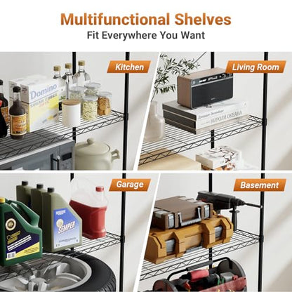 Simple Deluxe Heavy Duty 4-Shelf Shelving with Wheels, 35.43" D x 17.72" W x 61.02" H Adjustable Steel Organizer Wire Rack 1000 Lb Capacity, Chrome - color: Chrome, size: 4-Tier