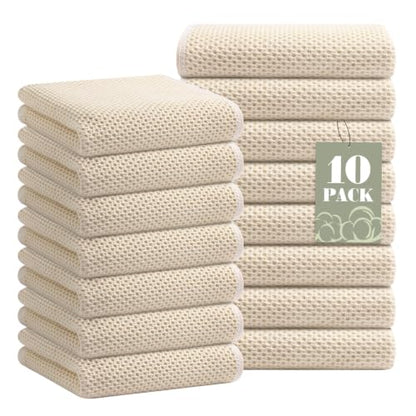 Homaxy 100% Cotton Waffle Weave Kitchen Towels, 15-Pack, Beige | Ultra Soft Absorbent Dish Towels, Quick Drying Cleaning Towels, 13 x 28 Inches - color: Beige, size: 13 x 28 - 15 Pack