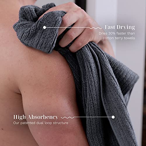 Luxury Performance 4-Piece Hand Towel Set | Patented Quick-Dry Tech | Ultra Soft | 16" W x 30" L | Fossil (Charcoal) - color: Fossil, size: 4 Hand Towels