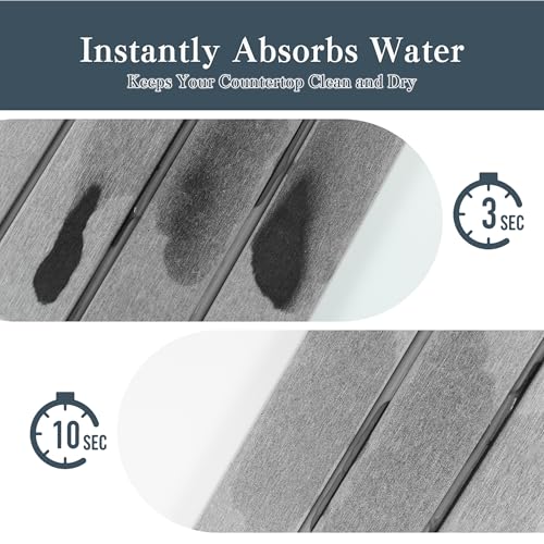 2pcs Stone Dish Drying Mat for Kitchen Counter, Quick-Dry Diatomaceous Earth Water Absorbent Pad & Countertop Drainer, Home Essentials for Bath and Pets - Light Grey, 24x16’’ & 8x4’’ - color: Light Grey