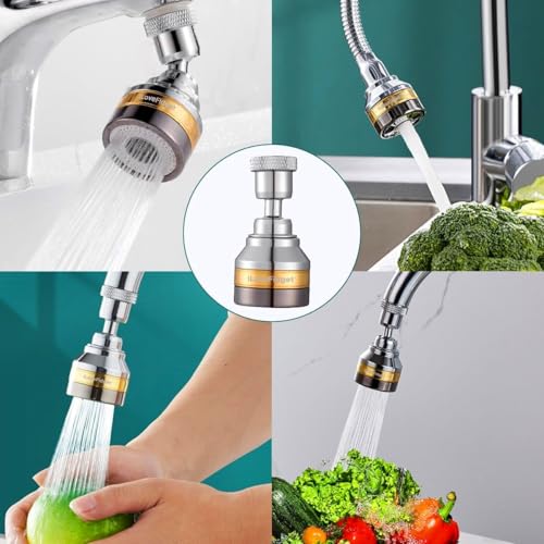 Kitchen Faucet Spray Head, Solid Brass and Stainless Steel, 360 Degree Rotatable Aerator – 3 Flow Mode Adjustable, High Pressure Booster, Anti-Splash, Water Saving Faucet Sink (Medium) - style: Medium