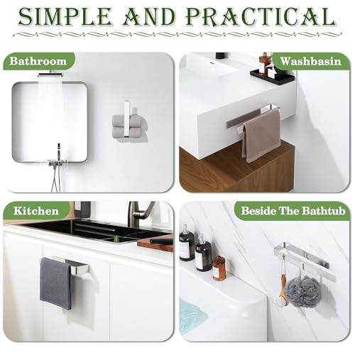 Alise Hand Towel Holder Self Adhesive Towel Bar for Bathroom,Chrome | Towel Hanger for Bathroom,SUS304 Stainless Steel Towel Rack for Kitchen Under Sink Cabinet Wash Basin Side,No Drilling - color: Polished Chrome