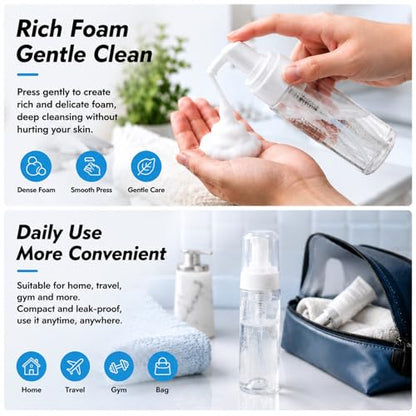 Rayyl 7oz Foaming Dispenser Bottle 2Pcs Transparent Empty Spray Pump Bottles Leak-Resistant Travel Portable Foam Bottle Hand Soap Shampoo Travel Size Mousse & Cleaning Solutions - size: 200ml-2Pcs