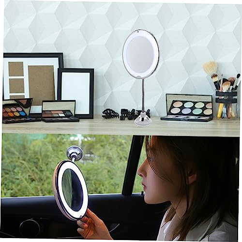 Mobestech Magnifying Vanity Mirror with LED Light and Rotating Suction Cup for Bathroom and Desktop Viewing Angle Makeup Mirror for Precise Eye Makeup and Personal Care