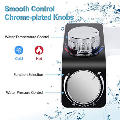 Bidet Attachment - Warm and Cold Water Bidet for Toilet, Non-Electric Bidet Toilet Seat Attachment with Self-Cleaning Dual Nozzle, Easy Installation, Fresh Water Spray for Sanitary and Feminine Wash