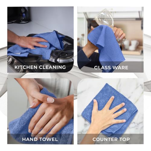 Avalon Towels Blue Washcloths Bulk Pack of 36 (12x12 inches) - 100% Cotton Washcloths & Face Towels - Highly Absorbent & Soft Wash Cloths for Showering, Wash Rags for Body & Face Cloths - color: Blue