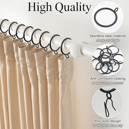 80 Pcs Curtain Rings and Hooks 1.52 inch - Stainless Steel Shower Curtain Rings and Hooks with Eyelets for Curtains Rods and Bathroom Shower Rods, Black - color: Black