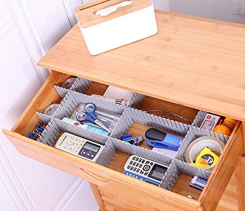 8pcs DIY Plastic Drawer Organizer Adjustable Drawer Dividers for Home Tidy Closet, Socks, Underwear, Office School Supplies, Kitchen Utensil Tools (Grey) - color: Gray