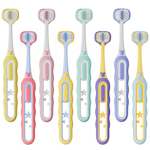EASICUTI Soft Toddler Toothbrushes, Efficient 3 Sided Toothbrush, Baby Toothbrush 12 Months and up, Infant Tooth brush, Toddler Training Tooth brush for Ages 1-8 Years, Cleans All Sides-8 Pack, Patent - size: 1 Count (Pack of 8)