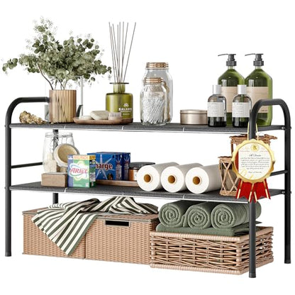 Under Sink Organizers and Storage,Expandable under cabinet organizer Shelf | 2 tier expandable shelf for kitchen and bathroom,shoe rack,8 Removable ABS Panels,Adjustable partition height,20.6-32.2" W - size: 8 Panels
