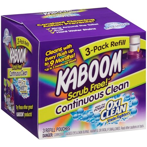 Kaboom Scrub Free! Continuous Clean with OxiClean, 3-Pack Refill | Continuous Toilet Bowl Cleaner, Scrub Free, Safe for Septic Systems - style: Continuous Clean Refills