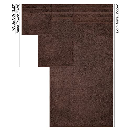 American Soft Linen 100% Carde Cotton 6 Piece Towel Set, 590 GSM Heavy Weight Soft Absorbent Turkish Towels for Bathroom, Dark Brown - color: Chocolate Brown