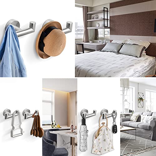 NearMoon Bathroom Double Towel Hook- SUS304 Stainless Steel Robe Towel Holder, Heavy Duty Double Coat Hook for Bathroom Livingroom Kitchen Wall Mounted (Brushed Nickel-U, 2 Pack) - style: Brushed Nickel-U
