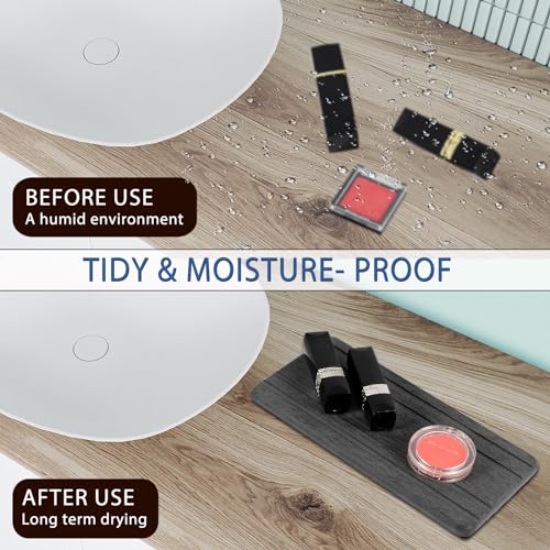 3PCS Water Absorbing Stone Tray, DryingNeat Diatomite Stone Sink Tray, Instant Dry Sink Coasters, Kitchen Sponge Hand Soap Holder, Countertop Fast Drying Counter Trays,8 * 4inch and 4 * 4inch - color: 1pcs 21×10cm + 2pcs 10×10cm Dark Gray Stripe