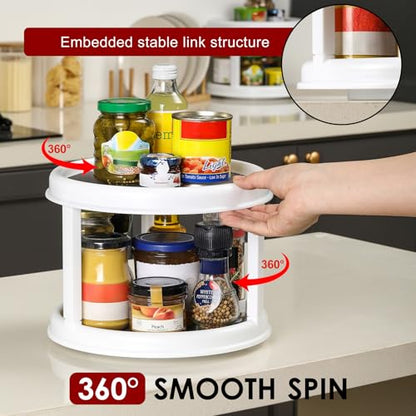 2 Tier 10" Turntable Lazy Susan Spice Organizer - Rotating Seasoning Rack for Pantry Cabinet Kitchen Countertop, Table Top Organizing - Multiuse Two Tier Rotating Organization Rack Spinner - size: 10 inch - 2 Tier - 1 Pack