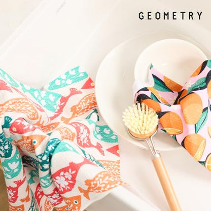 GEOMETRY Kitchen Dish Cloths - Quick Dry Dishcloths for Kitchen - Premium Dish Rags with Geoweave - 3-Pieces Night Reeds - color: All Lined Up, style: Dishcloth