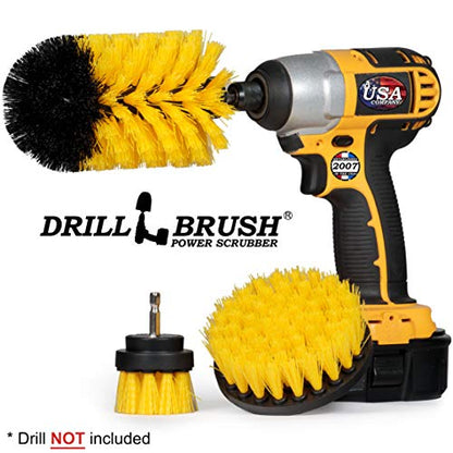 Drill Brush Yellow Bathroom Detailing Brush Set – Bathtub Shower Scrub Brush for Drill - Tile Grout Cleaning Tool - Shower Door Scrubber - Bath Tub Brush - House Cleaning Kit Spinning Scrub Brush - color: Yellow