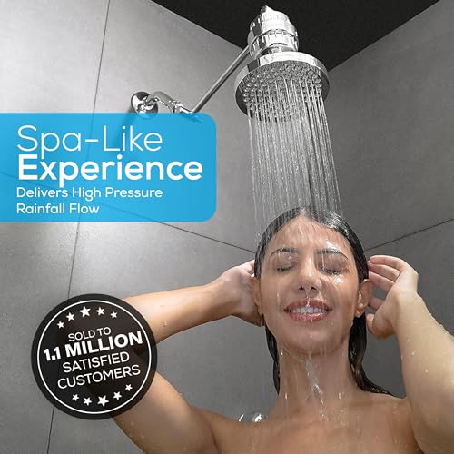 SparkPod Rain Shower Head, 6 Inch Round, Luxury Polished Chrome Finish | High Pressure Shower Heads, 90 Nozzles, Adjustable Showerhead, No Tools Needed, Universal Connection - color: Luxury Polished Chrome, style: 6 Inch Round