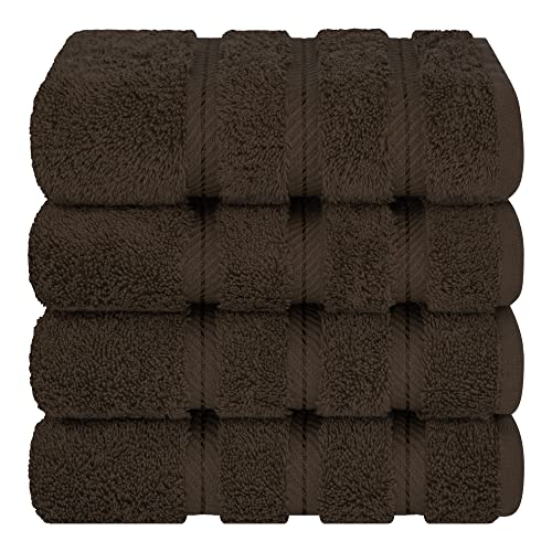 American Soft Linen 100% Cotton Luxury Turkish Towels, 4 PC Hand Towel Set | Soft Absorbent Quick Dry OEKO Tex Standard 100 Certificated Durable Machine Washable Premium Hotel Quality - color: Chocolate Brown, size: 16"x28"