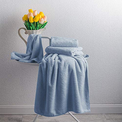 Xinrjojo 4 Piece Quick-Dry Microfiber Towel Sets, Super Soft and Absorbent Bathroom Hotel Gym Great Shower Towels - Navy - color: Navy