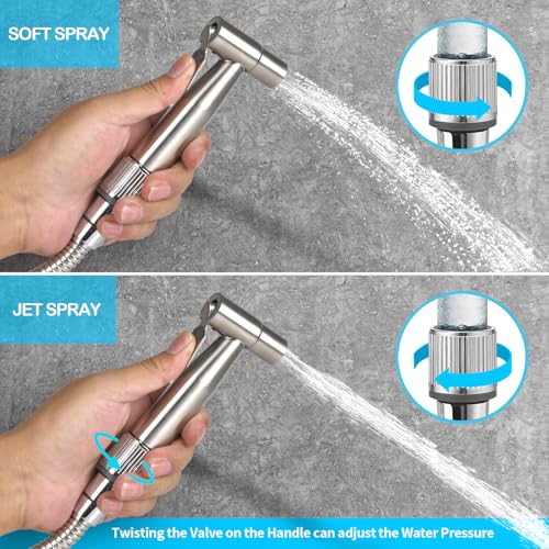 Blissland Bidet Sprayer for Toilet with Adjustable Water Pressure, Handheld Bidet Sprayer Kit- Stainless Steel（Don't‌ Use Teflon Tape for Installation）