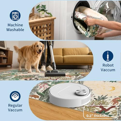 GarveeHome 2.5x8 Jungle Hallway Runner Rug, Soft Beige Animal Long Kitchen Runner Non Slip Entryway Rug Farmhouse Thin Laundry Mat Stain Resistant Carpet for Bathroom Beside - color: Beige, size: 2'6" x 8' (Rectangular)