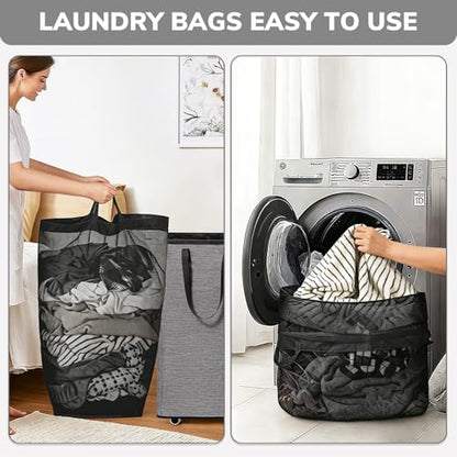 Goodpick 75L Collapsible Laundry Baskets with Removable Wash Bag and Wheels | Laundry Basket with Wheels, Rolling Laundry Hamper with Handle for College Dorm, Laundry Hamper on Wheels, Light Grey - color: Light Grey