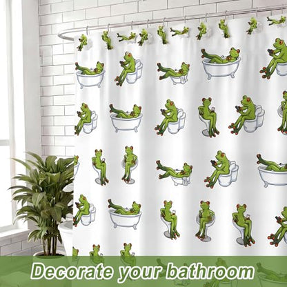 Roowest 12 Pcs Frog Shower Curtain Rings, Green Cute Stainless Steel | Rust Resistant Bathroom Accessories, Decorative Hangers for Farmhouse Rustic Decor, Durable Hooks for Winter Bathroom - style: Green Frog