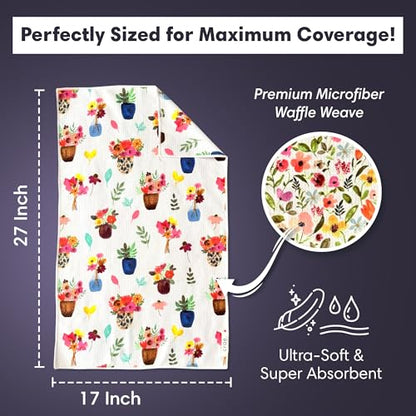 Double-Sided Microfiber Hand Towels, Waffle Kitchen Towels Set for Home Use | 2 Towels, 17x27 Inches, Durable & Soft, Fast Drying, Hand Wash Cloth and Dishcloth, Petal Lane/Posey, Home Use Towel Set Pack - color: Petal Lane/Posey, size: Double sided Hand