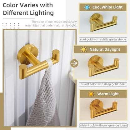 Angle Simple Bathroom Double Hook Brushed Dark Gold, SUS304 Stainless Steel Bath Towel Holder, Double Robe Hanger Wall Mount - color: Brushed Dark Gold, size: 1 Pack