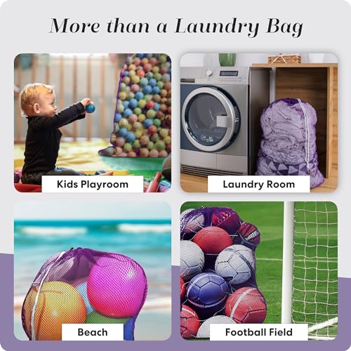 Handy Laundry Mesh XL Laundry Bag - Durable, Machine Washable with Secure Drawstring Closure - Perfect for College Dorms, Laundromats, Apartments (Purple, Large 24" x 36") | XL 24x36 Mesh Laundry Bag, Secure Drawstring, Heavy Duty, Machine Washable, for D