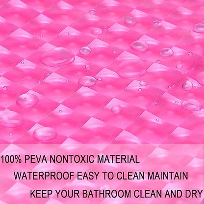 EVA Hot Pink Shower Curtain Liner 3D Water Cube Clear Shower Curtains for Bathroom with Rust Proof Metal Grommets for Girly Bathroom Shower Stall 60x71 Inches - size: 60"W x 71"L (Pack of 1)