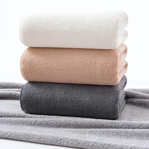 Lumimi Towels 4 Soft Microfiber Bath Towel Set Salon Gym Yoga Travel Super Absorbent Light Dry Fast Durable, 55" L x 27" W, 4 Piece Dark Grey - color: Dark Grey, size: 4 Bath Towels