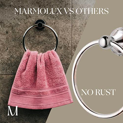MARMOLUX ACC 2PCS Chrome Bathroom Hardware Set - Hand Towel Holder for Bathroom Wall & Toilet Paper Holder Wall Mount - Towel Holder Hanger Rack Stainless Steel Bathroom Set - Bathroom Towel Ring - color: Polished Chrome, size: 2pc Bundle