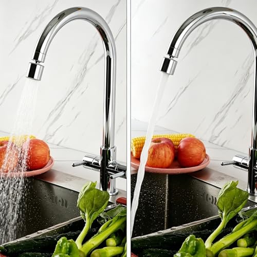 360° Twist Kitchen Sink Aerator, Dual-function Sink Sprayer Attachment, Faucet Replacement Part 55/64'' Female Thread, Chrome