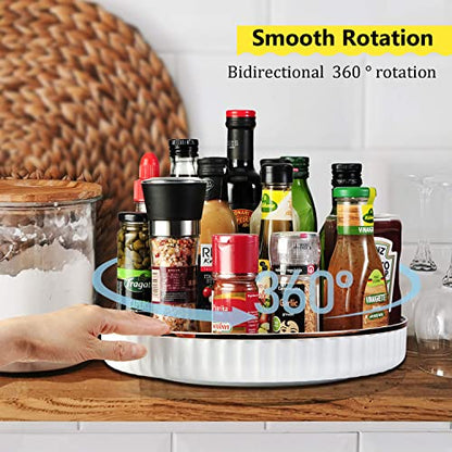 2 Pack 10" Fluted Lazy Susan Organizer, Turntable Spice Rack for Cabinet, Kitchen, Pantry Organizer and Storage, Fridge, Bathroom Vanity Countertop, Under Sink Organizing, Expandable Lazy Susan-White - size: White 10" 2 Pack
