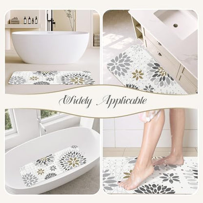 SHUCHING Boho Gray Bath Mat for Tub Non Slip-40x16 Inch, Sunflower | Bathtub Mat for Women Mold Free, Long Shower Mat for Inside Shower with Suction Cup, Machine Washable - color: Sunflower