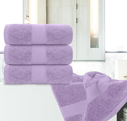 White Classic Luxury Bath Towels Set of 4 Large - 700 GSM Cotton Ultra Soft Bath Towels 27x54 | Highly Absorbent and Quick Dry | Hotel Towels for Bathroom Luxury, Plush Shower Towels, Lavender - color: 16: Lavender