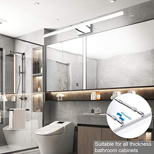 Aipsun 40 inch Modern LED Vanity Lights Adjustable Bathroom Light Fixtures Over Mirror Chrome Vanity Lighting 5500K - color: Chrome, size: 40 in
