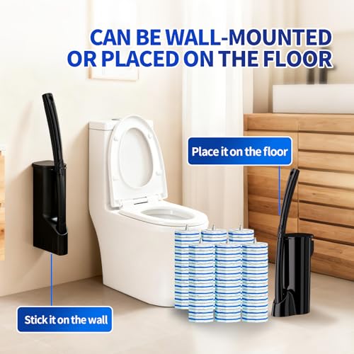 2 Pack Disposable Toilet Brush and Holder Set,Extended Handle with 72 Cleaner Refills Toilet Brush for Toilet Bowl Cleaners,Bathroom Cleaning, Bathtub.Disposable Toilet Cleaning System - style: 2 Pack Toilet Brush+72 refills