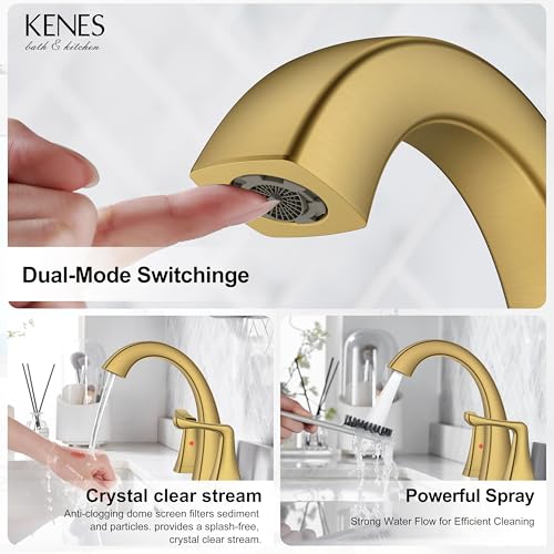 Bathroom Faucets for Sink 3 Hole Brushed Gold 2 Handle Widespread | Bathroom Vanity Faucet with Pop Up Drain & Supply Lines, Lead-Free cUPC & NSF Certified, 8 Inch Faucet for Vanity RV Sink - color: Brushed Gold